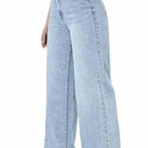 Ladies blue jeans looking classy in ice colour and loose bottom