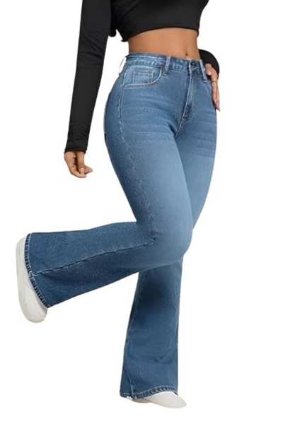 A great women denim jeans which is created with good fabric and a wide leg bottom jean.