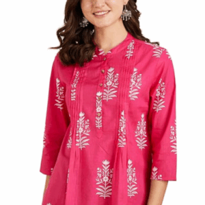 This ladies kurti stylish offers the perfect blend of comfort and elegance, crafted from soft cotton with beautiful prints, making it an ideal choice for both casual and festive occasions.